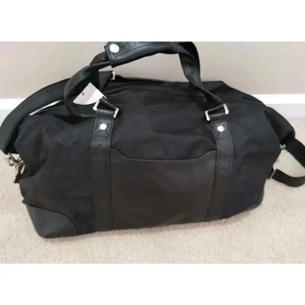 Cutter & Buck Black Canvas And Leather Duffle With Company Logo